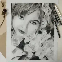 نقاشی چهره سیاه قلم