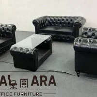 مبل اداری چرم چستر میز صندلی کلاسیک چوبی