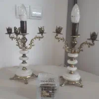 شمعدان برنز و مرمر قدیمی