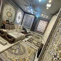 فرش طرح 700شانه افشان کرم فیلی سرمه ای