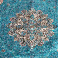 رومیزی ترمه آبی فیروزه ای نو