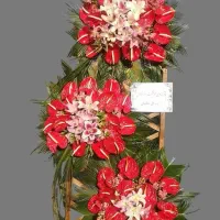 تسویه بعدازتحویل .تاج گل نمایشگاهی .دسته گل طبیعی