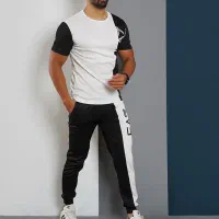 ست تیشرت شلوارسفید مشکی مدلWE82
