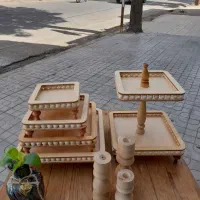 سرویس ۴تیکه مهره دار و دوطبقه چوبی مناسب پذیرایی