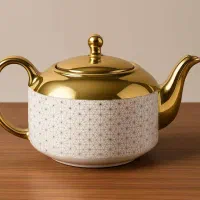 قوری چینی طرح دار طلایی|قوری، کتری، قهوهساز دستی|بندر انزلی, کارآموزی|دیوار