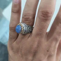 انکشتر نقره مردانه با عقیق یمنی کبود خاص