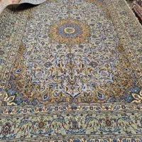 فرش طوسی رنگ فیروزه ای دستباف