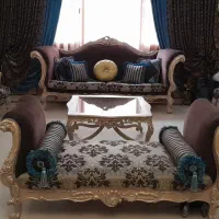 مبل 9 نفره استیل سلطنتی+ ناهارخوری ۸ نفره منبت