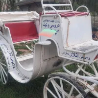 فروش یک کالسکه تک اسبه در حد نو با اسب