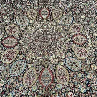 قالی کرمان سرمه‌ای رشید فرخی