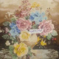 تابلو فرش دستبافت گل و گلدان سفالی|تابلو فرش|تهران, شهرک دانشگاه|دیوار