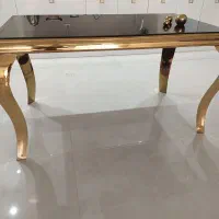 میز ناهار خوری سم آهویی استیل طلایی