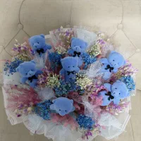 هدیه کادو خرس دسته گل عروسکی