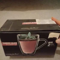 لیوان ماگ شیشه دوجداره پیرکس یه جفت