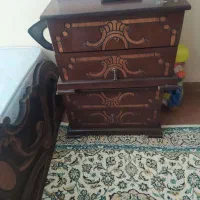سرویس تخت تمام چوب همراه با تشک دونفره