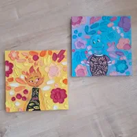 ست دوتایی تابلو فانتزی برجسته فانتزی آتش و آب|تابلو، نقاشی، عکس|شیراز, قدوسی شرقی|دیوار