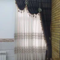 پرده حریر به همراه راف،کتیبه و میله پرده|پرده، رانر، رومیزی|زرند, |دیوار