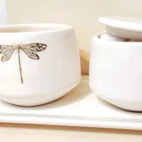 ست فنجان و قندان با بیسکوییت خوری (۳ تیکه)