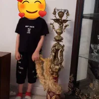 قلیون برنجی قدیمی و کلکسیونی (ارتفاع حدود ۱ متر