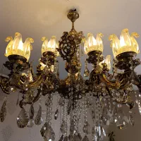 لوستر برنجی دست ساز عتیقه جفت