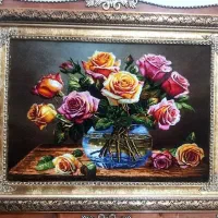 تابلو گل آرنا کد 17 دستبافت و ابریشم دار