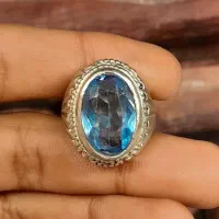 انگشتر توپاز سوئیس نقره طرح زنجانی