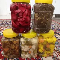 ترشی جنوبی. بادمجان. پیاز. لیته. سیر کوهی