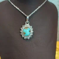 گردنبند فیروزه قاپ نقر.ه
