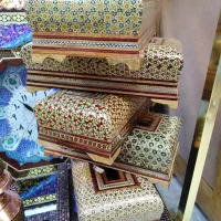 ست جعبه دستمال و کارد چنگال و سطل چوب وخاتم اصفهان|صنایع دستی و سایر لوازم تزئینی|تهران, جنت‌آباد مرکزی|دیوار