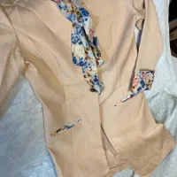 مانتو کتی تابستانه خاکستری و گلبهی تمیز