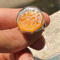 انگشتر عقیق زرد  خطی