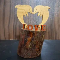 تندیس تمام چوبی المان رومیزی LOVE