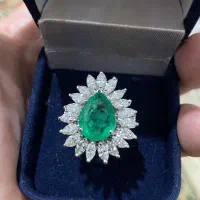 انگشتر تمام جواهر زمرد برلیان