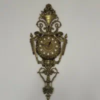 آنتیک مس برنج دیوارکوب سینی ساعت