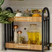 استند فلزی با طبقات چوب عالی|آب‌چکان و نظم‌دهنده ظروف|قزوین, |دیوار
