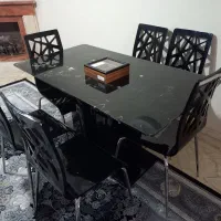 مبلمان ۷ نفره چرمی ،ناهارخوری ۶ نفره چوب و شیشه|مبلمان خانگی و میز عسلی|ساوه, |دیوار