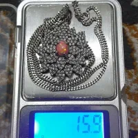 گردنبند نقره سنگ اوپال کم با صورتی