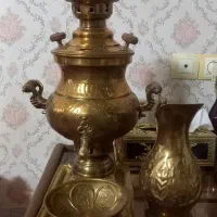 ۱ دست سماور برنج قدیمی کامل با همچیز