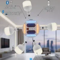 لوستر اسپیکر دار با روشنایی اضطراری در قطع برق