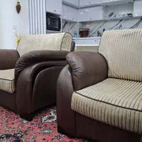 مبلمان راحتی ۷ نفره چرم و پارچه مخمل ترکیه|مبلمان خانگی و میز عسلی|رشت, علی آباد|دیوار