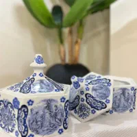 شکلات خوری درب دار طرح قلم آبی انگلیسی