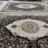 ۲تخته ۹متری جفت،۱۲۰۰شانه دستبافت گونه،ابریشمی|فرش|شاهرود, |دیوار