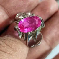 انگشتر نقره آذری سنگ یاقوت رز