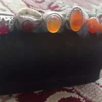 انگشتر نقره ۹۲۵با سنگ عقیق یمنی و یاقوت سرخ|زیورآلات و اکسسوری|ملایر, |دیوار