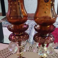 یک جفت شمعدان کریستالی|صنایع دستی و سایر لوازم تزئینی|بومهن, |دیوار