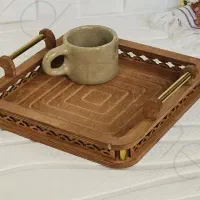 سینی چوبی ظرف میوه شیرینی گلدان تنگ دستمال کادویی