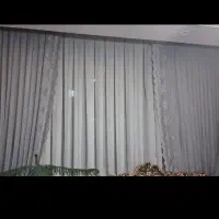 پرده سفید حریر با والان تور مخمل