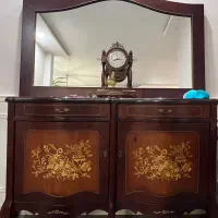 کنسول چوبی و آینه و بوفه معرق کاری