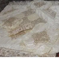 روتختی ملیله دوزی عروس ساتن طلایی ۲نفره|سرویس روتختی|تبریز, |دیوار