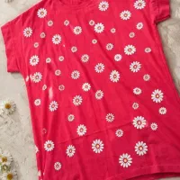 تیشرت زنانه گل بابونه سفید